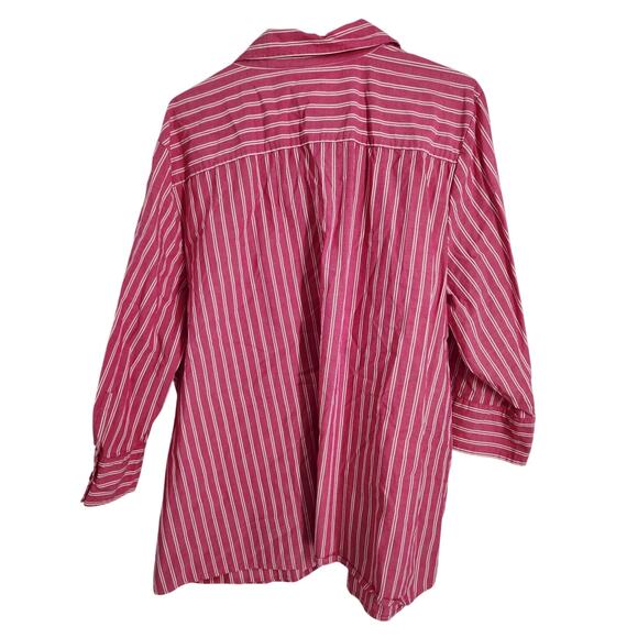 Kim Rogers Pink Striped Button Down Top - Women's Plus 2X - Picture 2 of 3